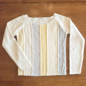 Cashmere Blend Sweater Part Cable Knit Size S Cropped or Petite
